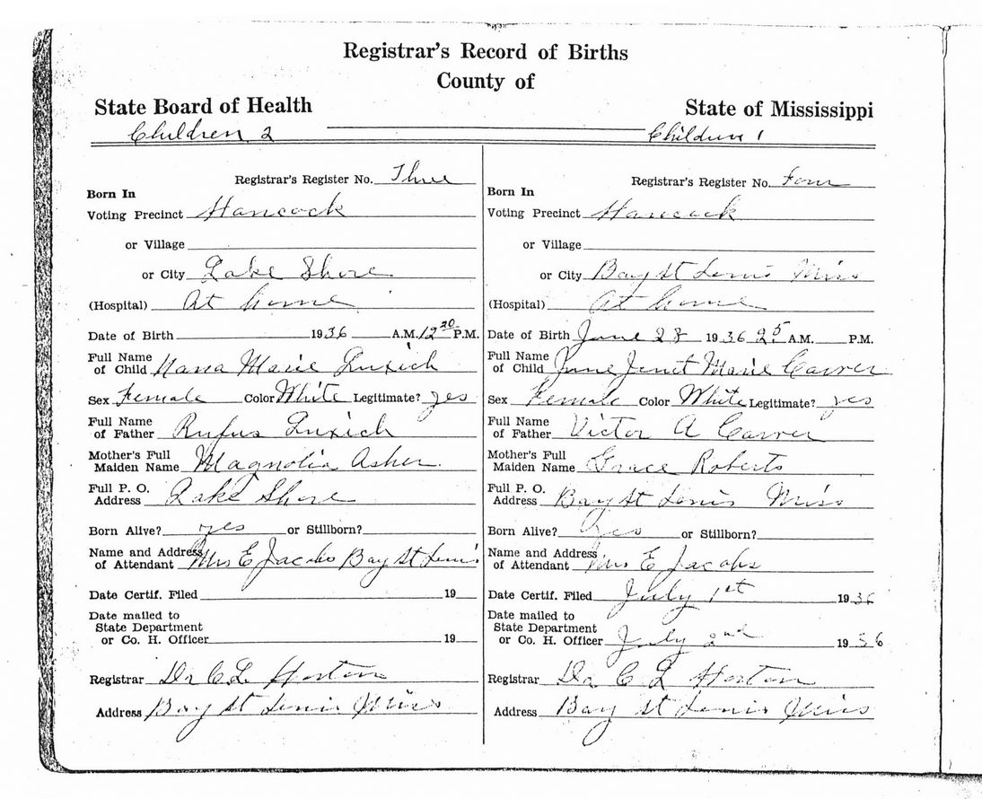Vertical Files - Birth Records BSL Midwife - Record-of-Birth-Hancock